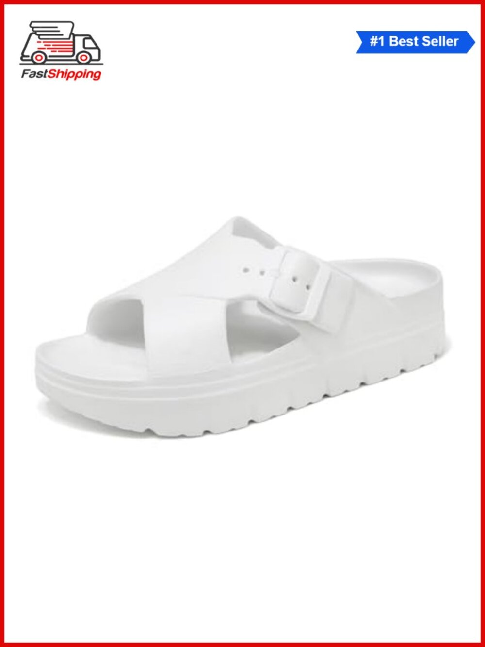 Platform Criss Cross Sandals with Arch Support Adjustable Buckle Lightweight